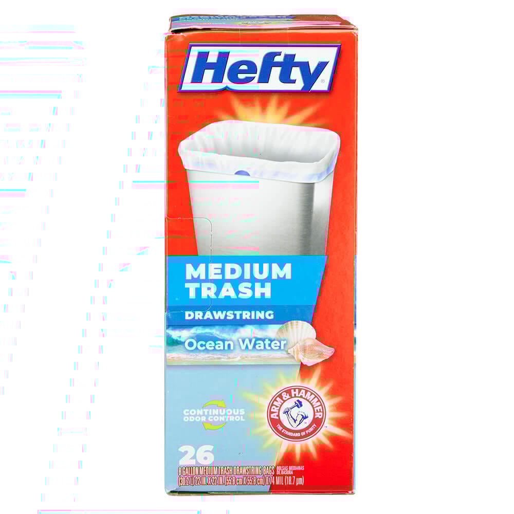 Hefty Medium Trash Ocean Water 8 Gallon Trash Bags, 26 Count