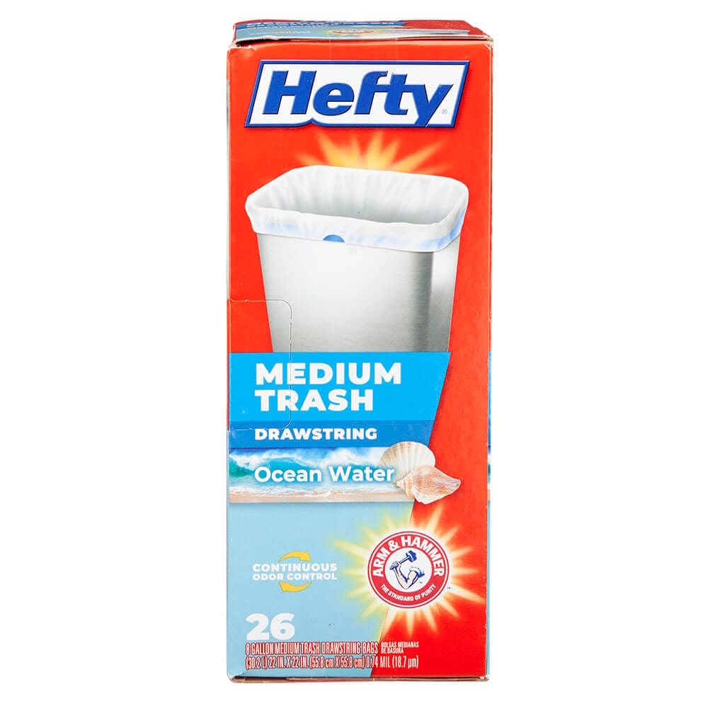 Hefty Medium Trash Ocean Water 8 Gallon Trash Bags, 26 Count