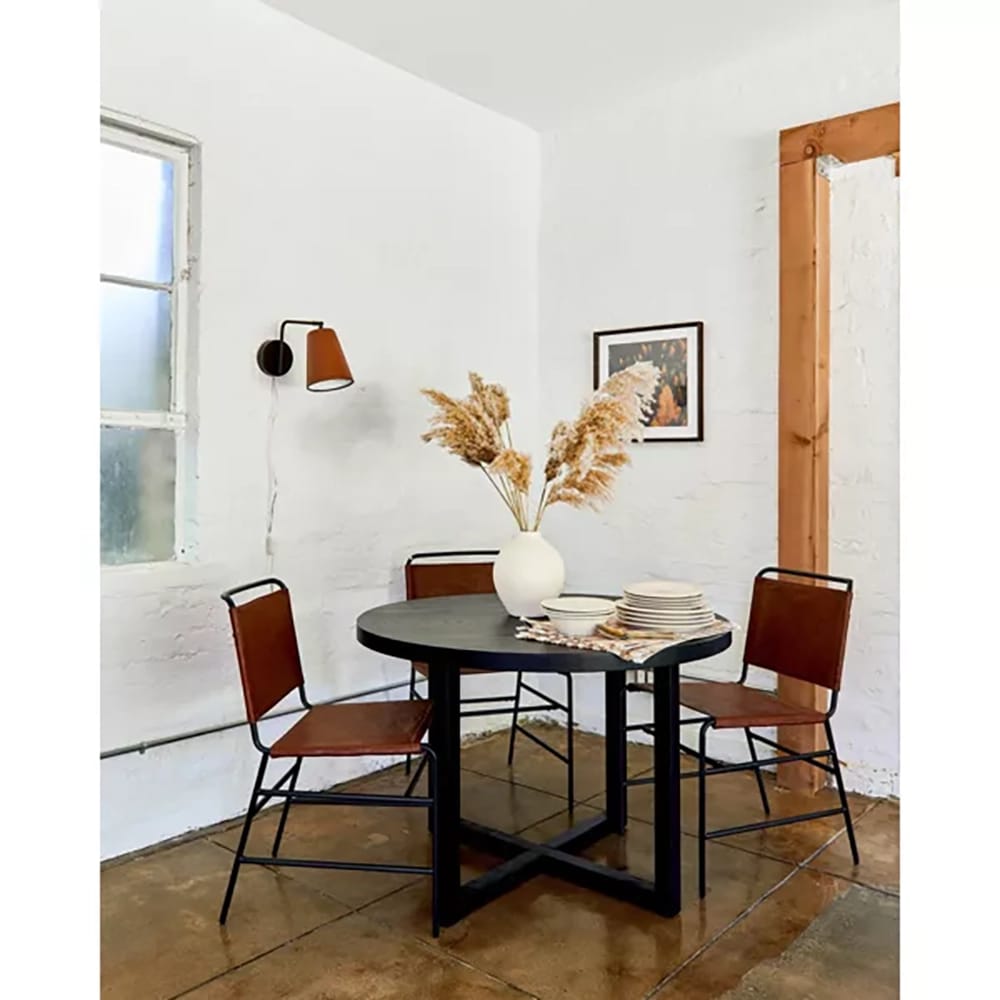 Threshold All Wood Round Dining Table, Black