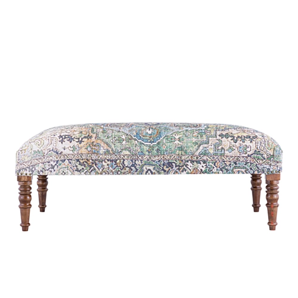 Albany Living Patterned Upholstered Bench, Green/Ivory