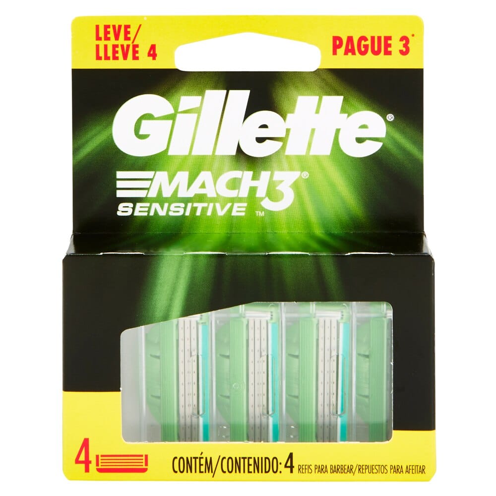 Gillette Mach3 Sensitive Razor Blade Refills, 4 Count