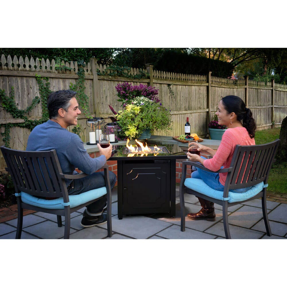 Endless Summer 30" Outdoor Propane Gas Fire Pit, 30,000 BTU, Green Fireglass