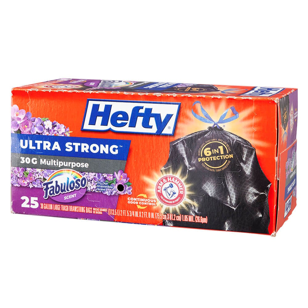 Hefty Ultra Strong Multipurpose Fabuloso 30 Gallon Trash Bags, 25 Count