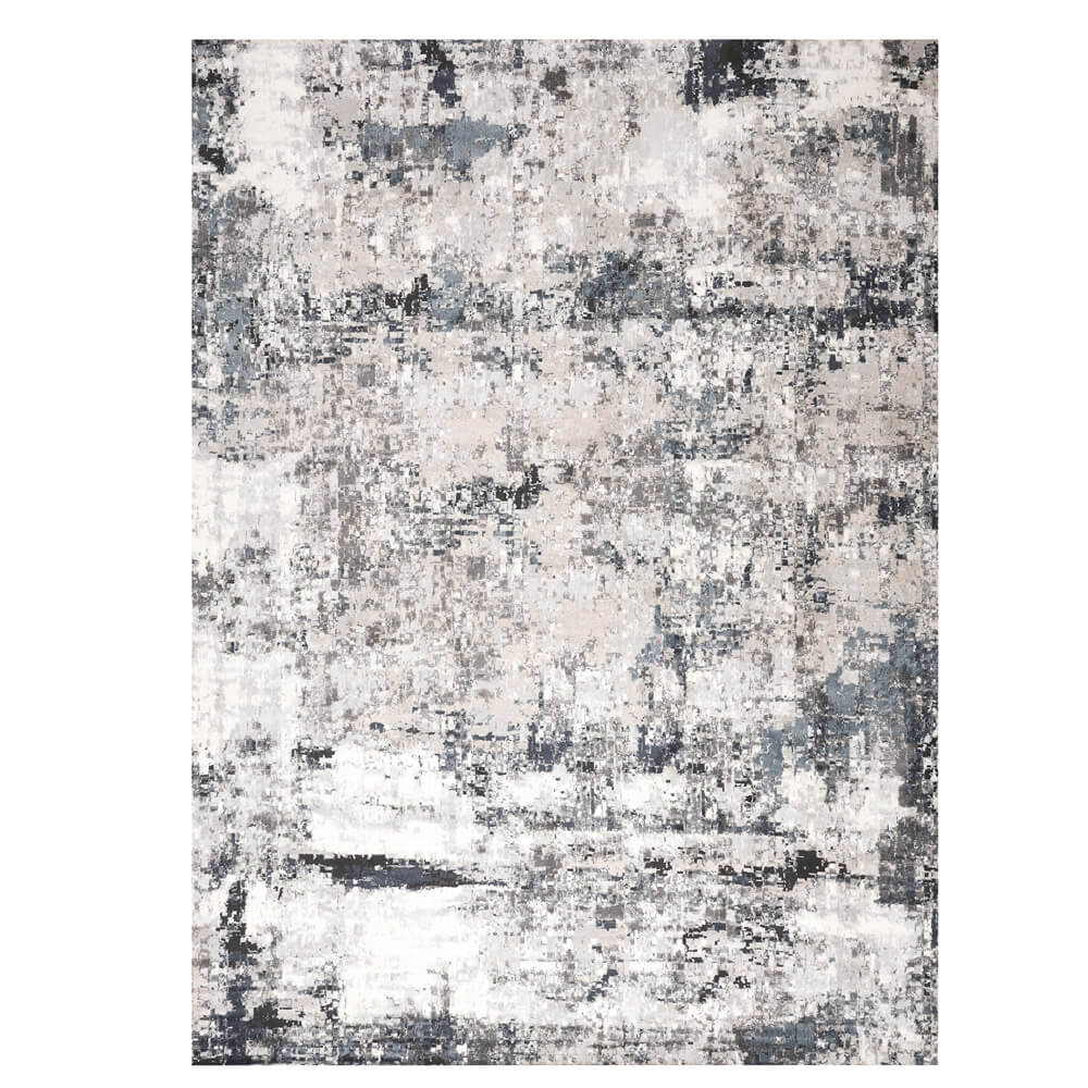 Victoria 9'2" x 12'5" Contemporary Distressed Area Rug, Navy/Gray