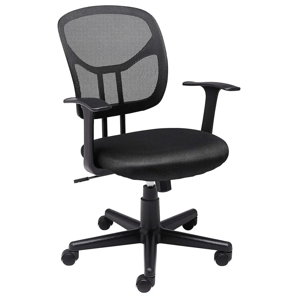 Mesh Mid-Back Office Desk Chair with Armrests and Lumbar Support, Black