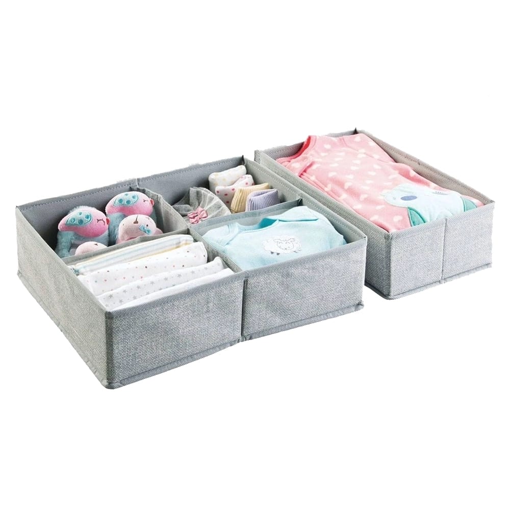 mDesign Drawer Organizer, Gray, Set of 2