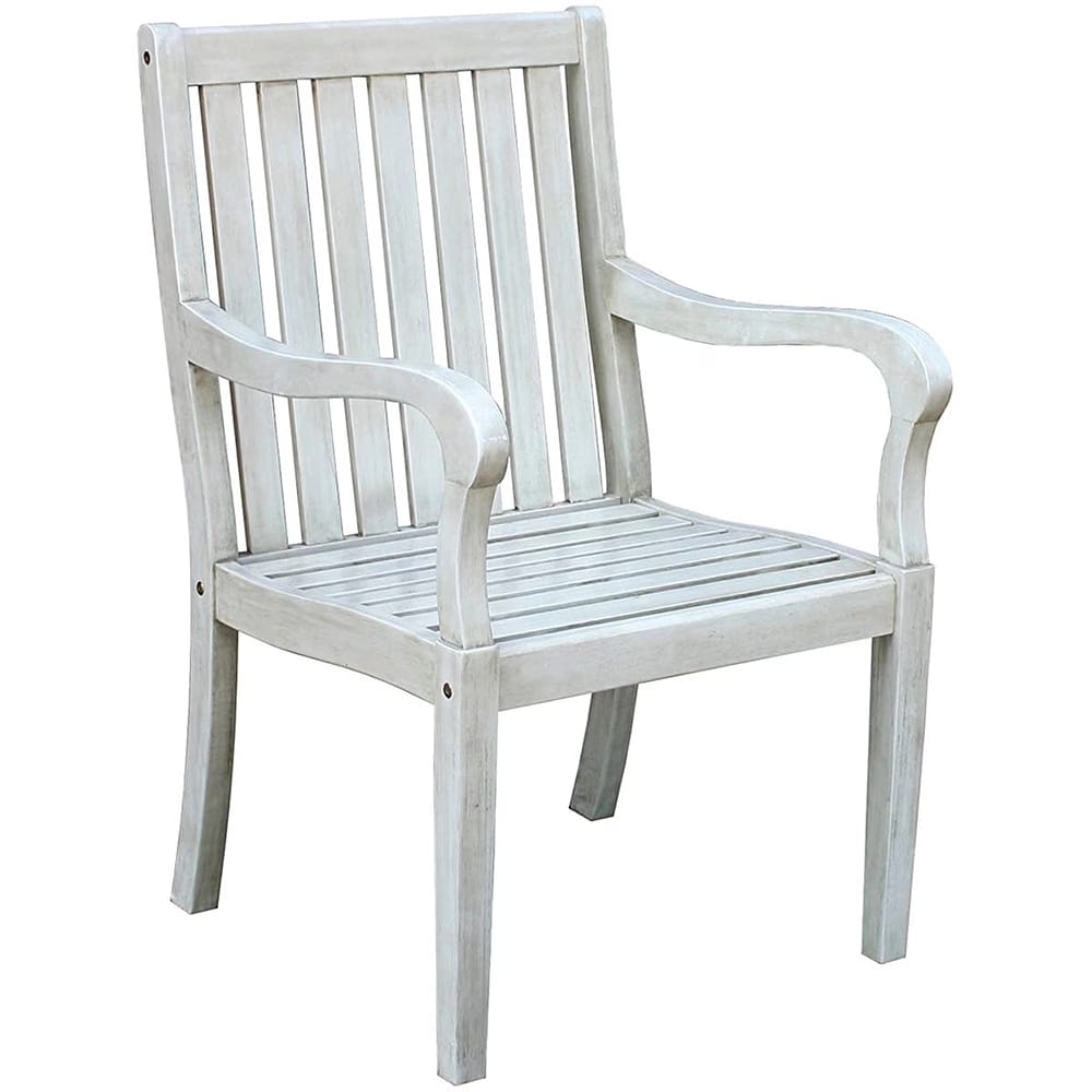 2-Piece White Washed Acacia Dining Chairs