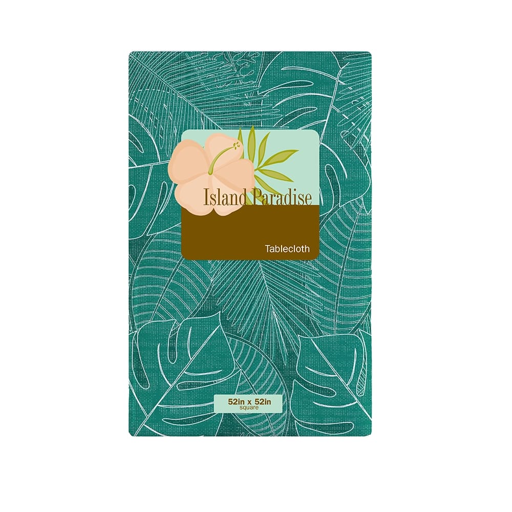 Tropical Palms Vinyl Tablecloth with Flannel Backing