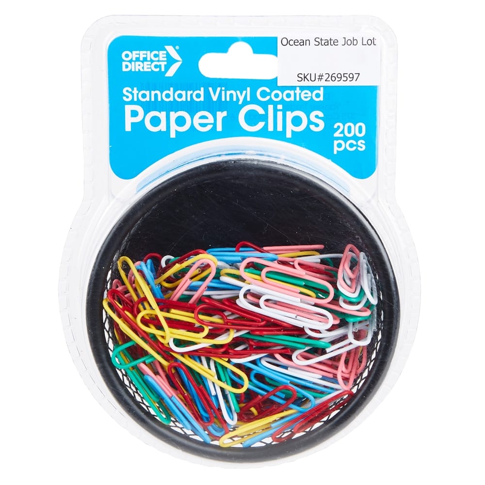 Office Direct Standard Vinyl Coated Paper Clips, 200-Count