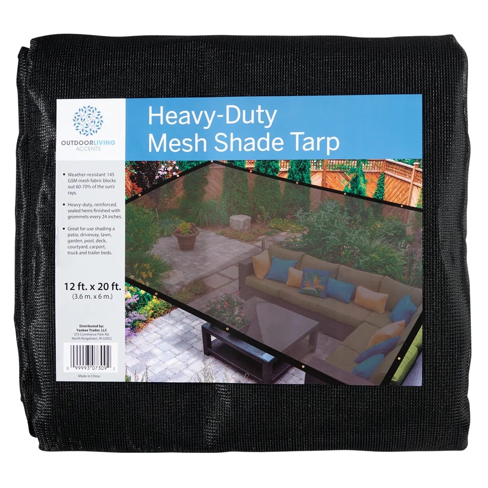 Outdoor Living Accents 12' x 20' Heavy-Duty Mesh Shade Tarp, Black