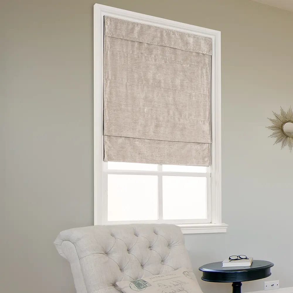 Cordless Fabric Flat Roman Shade, French Taupe, 39" x 64"