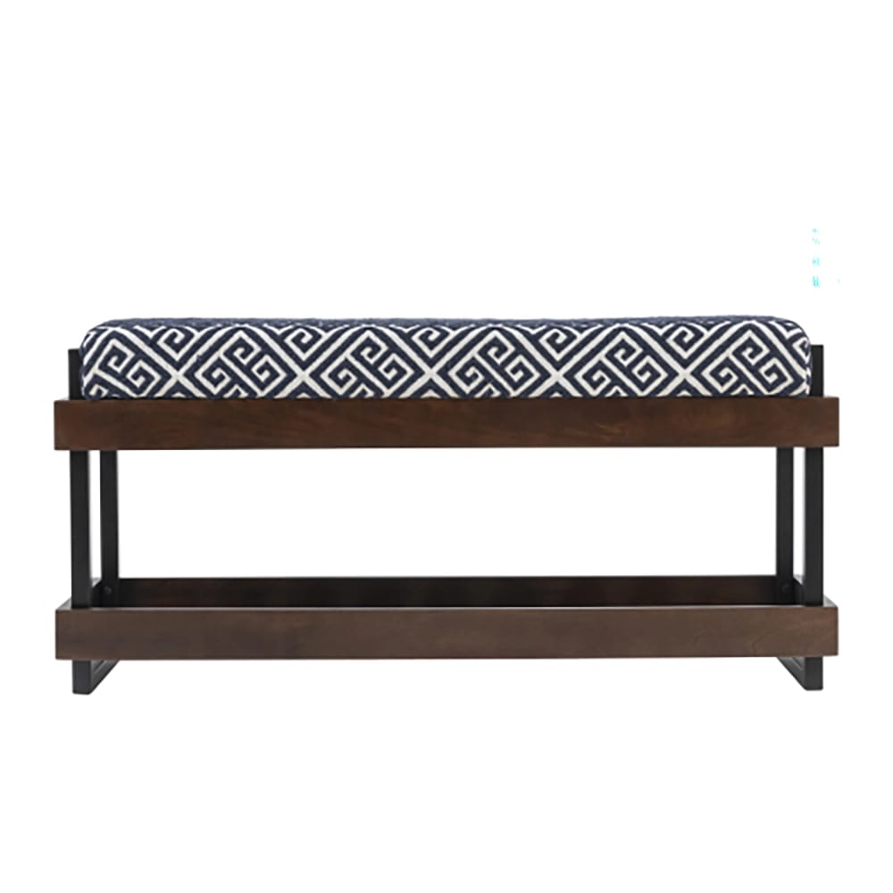 Albany Living Upholstered Bench with Shoe Rack, Blue/Brown