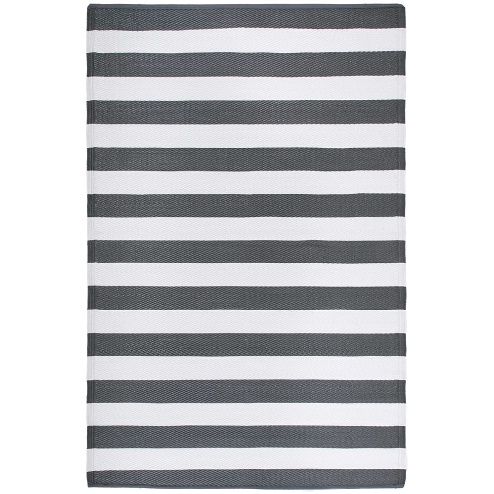 FH Home Reversible Outdoor Area Rug, 5' x 8', Brittany-Gray/White