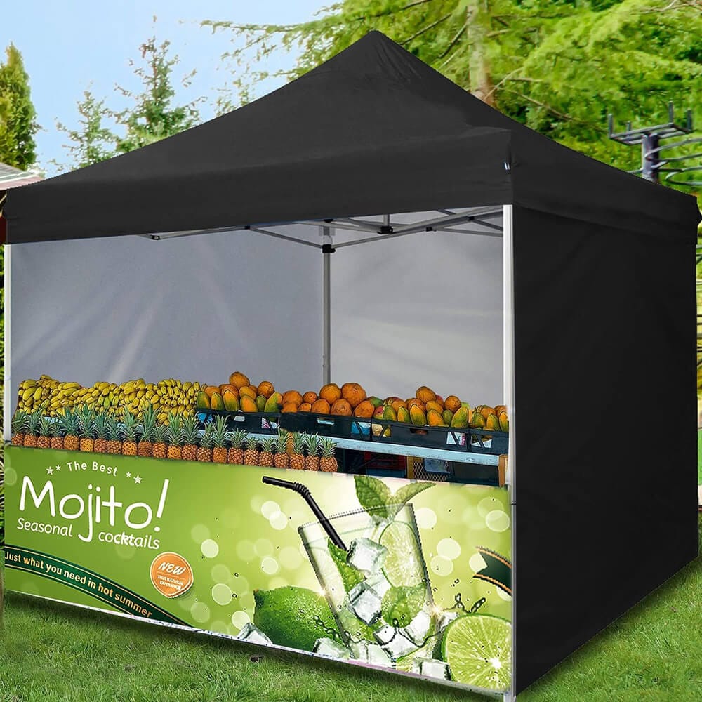 10' x 10' Pop-Up Canopy Tent with 5 Sidewalls, Black