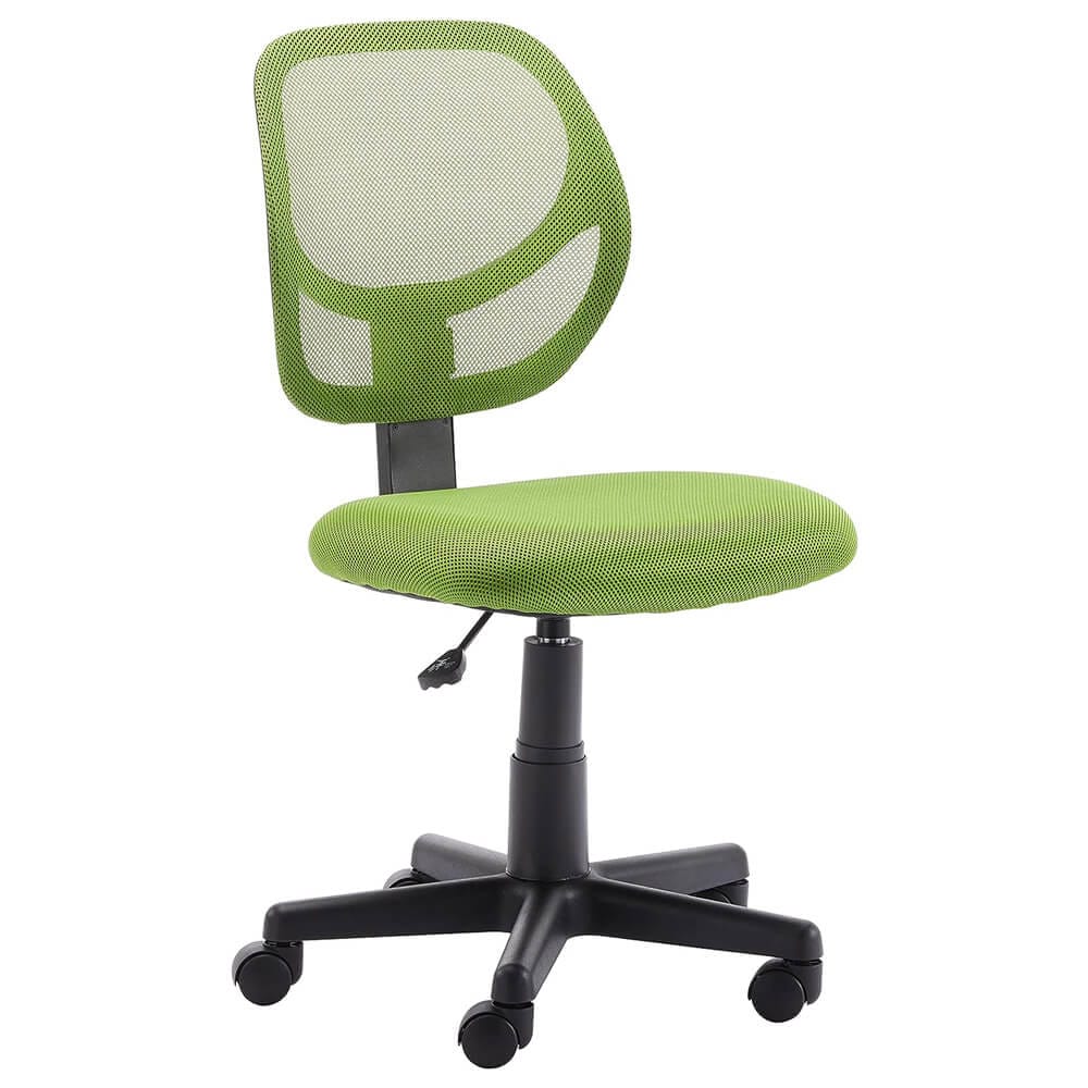 Low-Back Upholstered Mesh Adjustable Swivel Office Chair, Green