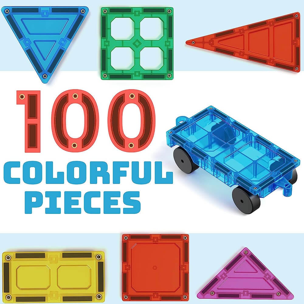 Magnet Build 100-Piece Extra Strong Magnetic Tiles Set