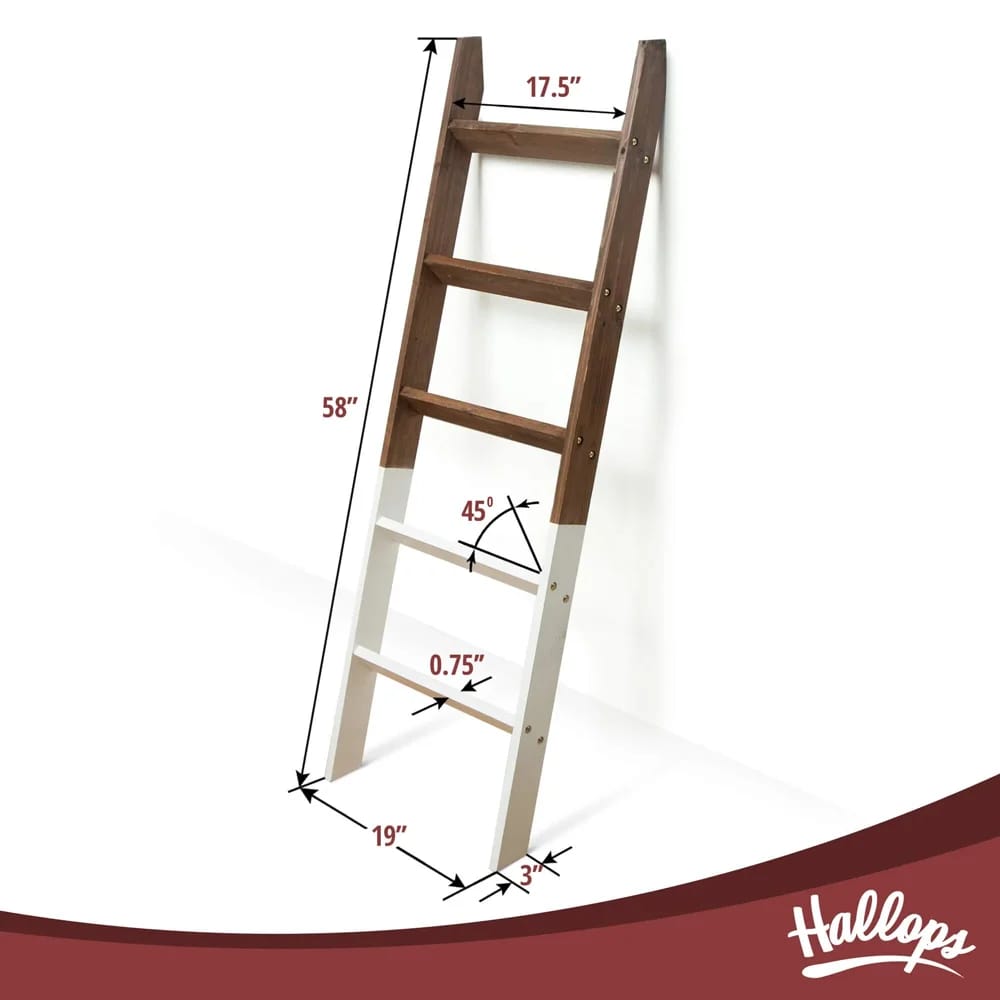 Hallops 5' Blanket Ladder, Brown/White