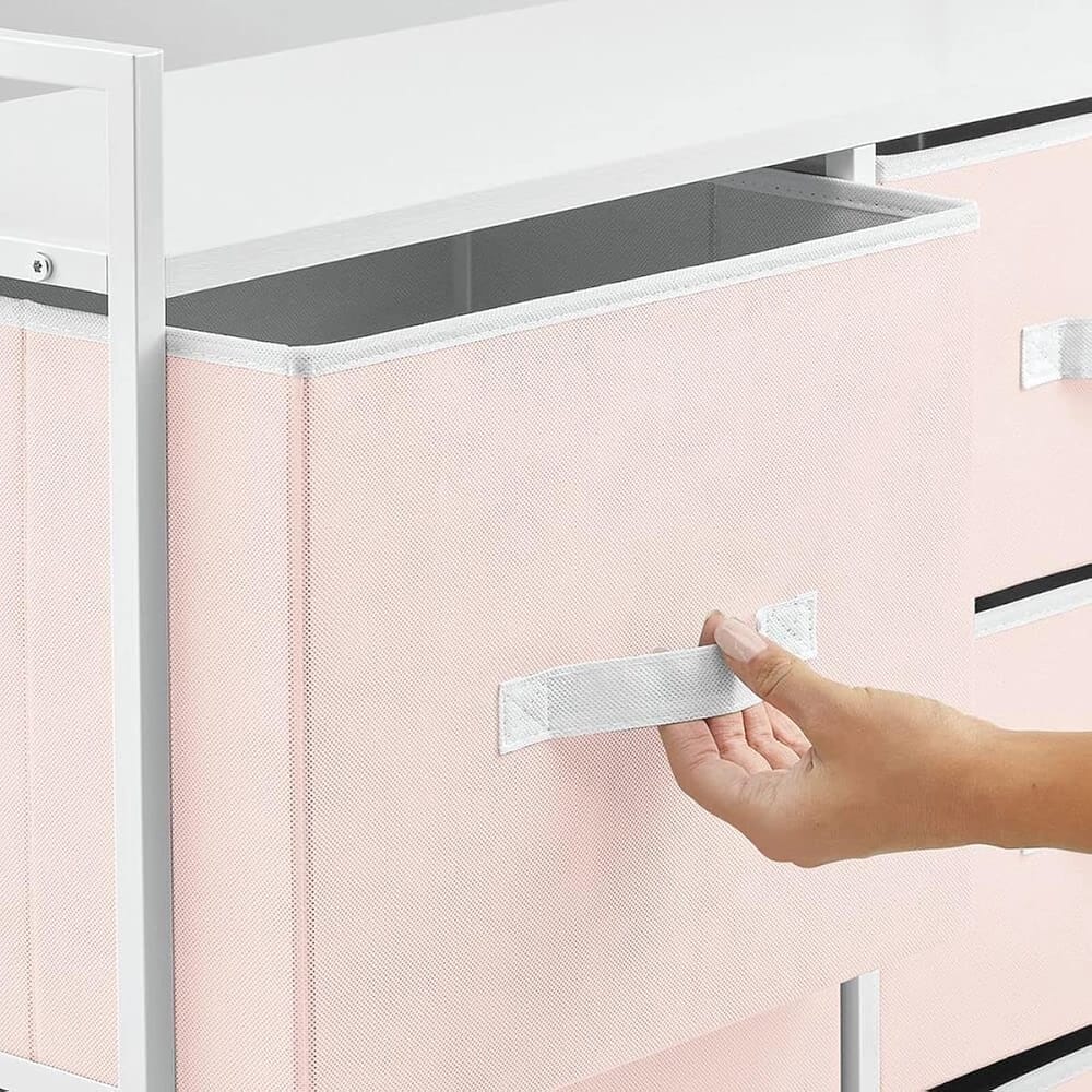 mDesign 5-Drawer Fabric Shelf, Pink/White