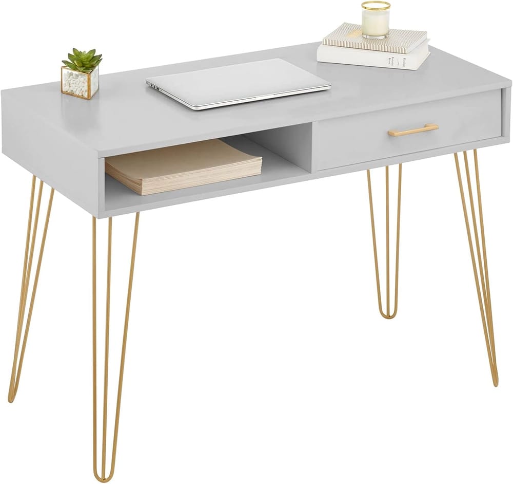 mDesign Modern Computer Desk, Gray