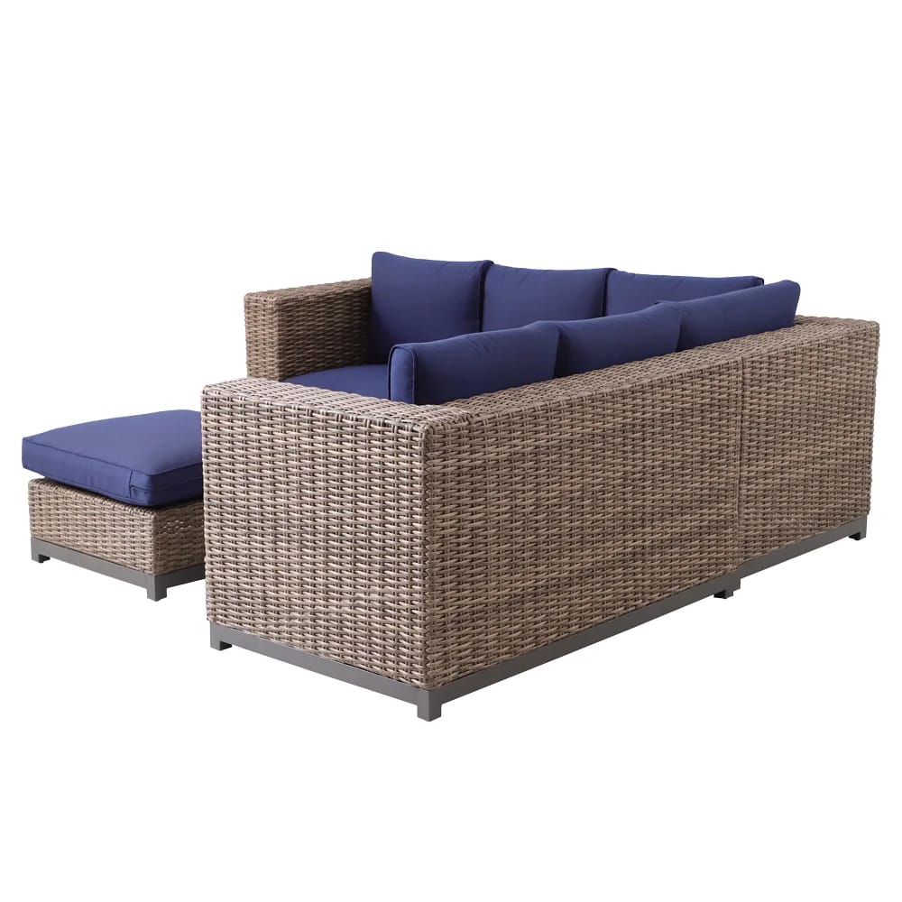 Hampton Bay Fernlake 4-Piece Outdoor Patio Sectional Set, Brown/Midnight