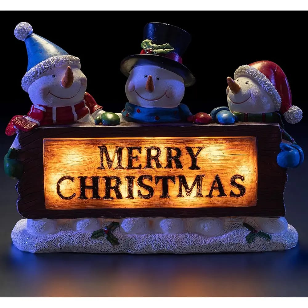 VP Home Christmas Snowman Lighted Resin Figurines