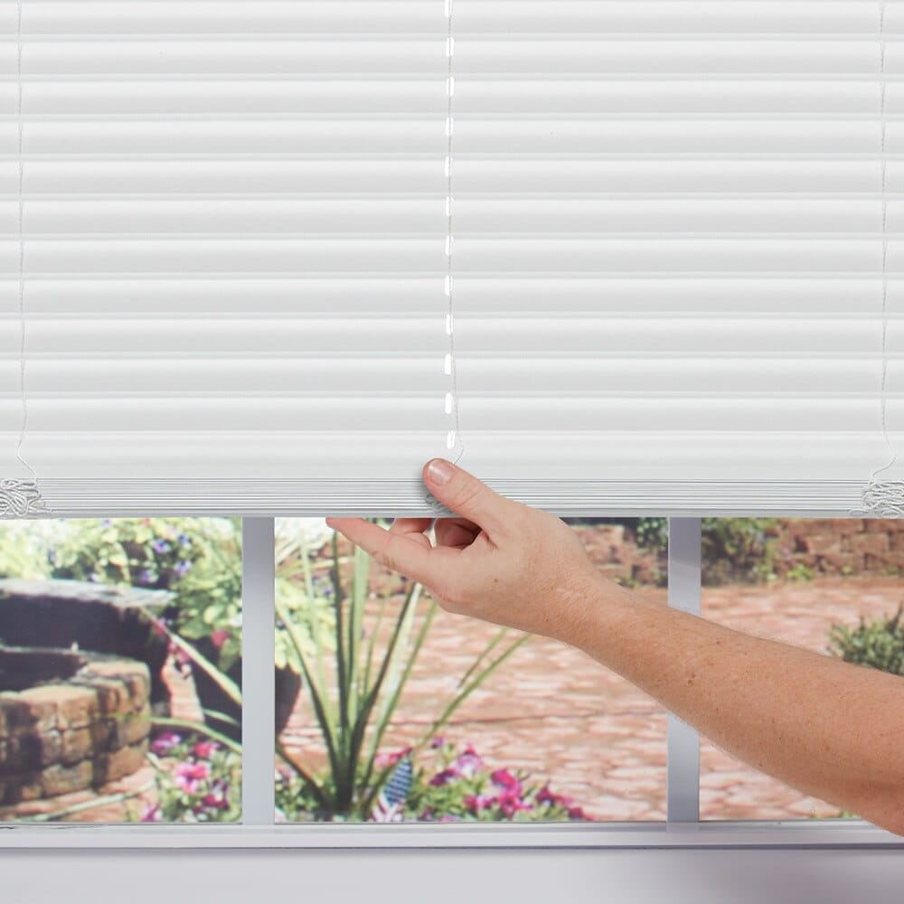 Home Basics Cordless Light Filtering Vinyl Mini Blinds, White, 31" x 64"