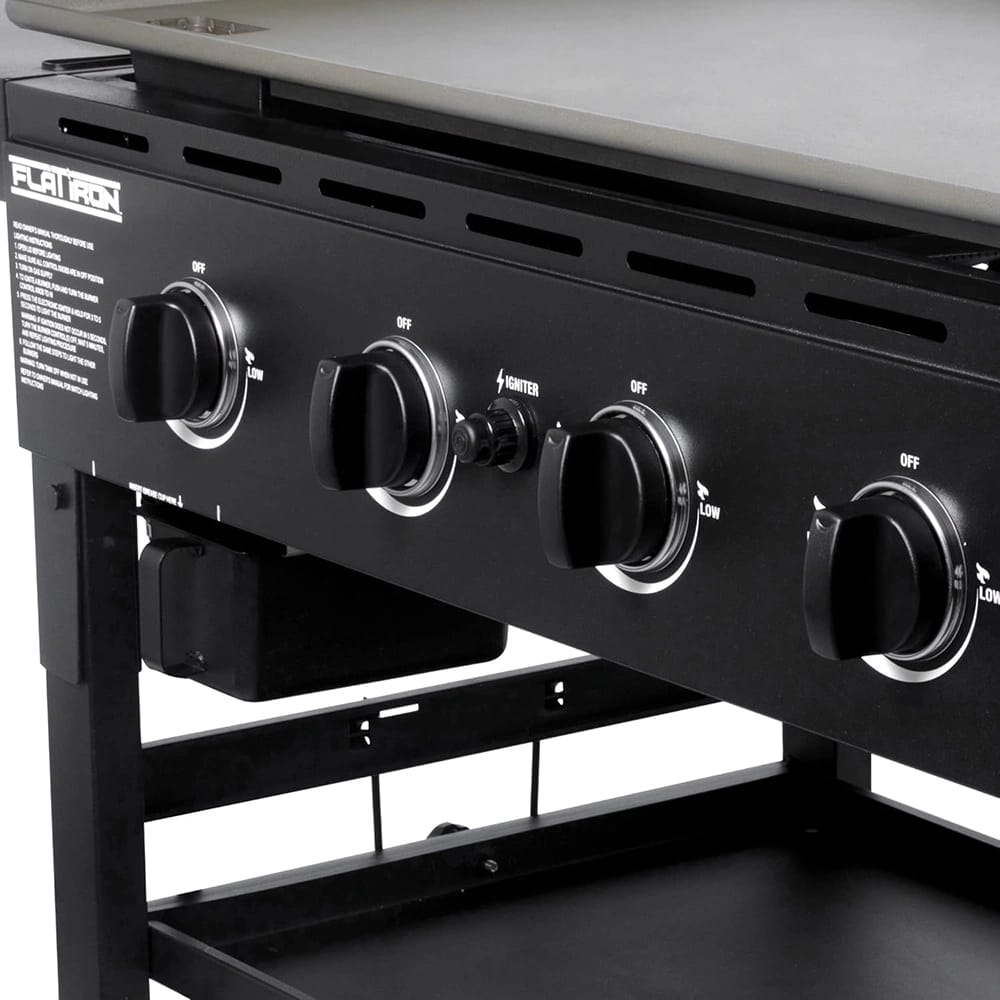 Char-Griller Flat Iron 4-Burner Propane Gas Flat-Top Griddle, Black