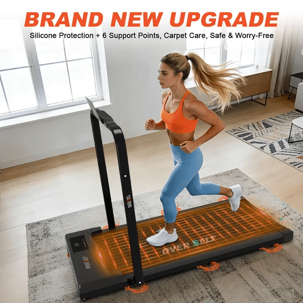 OVER SELF Folding Walking Treadmill Pad With Handle Bar