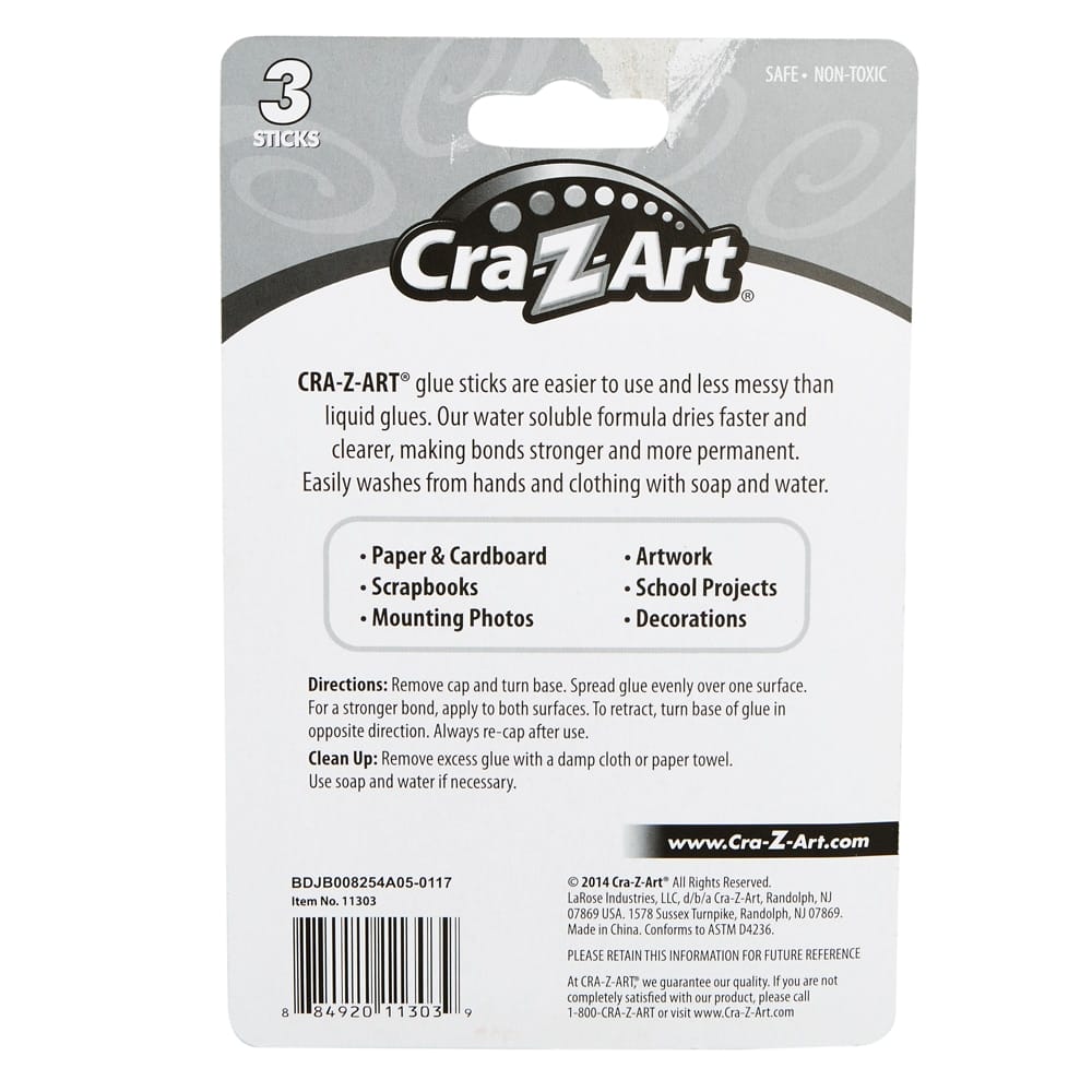 Cra-Z-Art Washable Glue Sticks, 3 Count