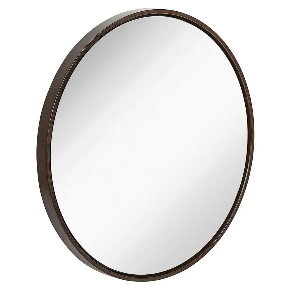 Hamilton Hills 32" Circle Wenge Framed Wall Mirror, Brown