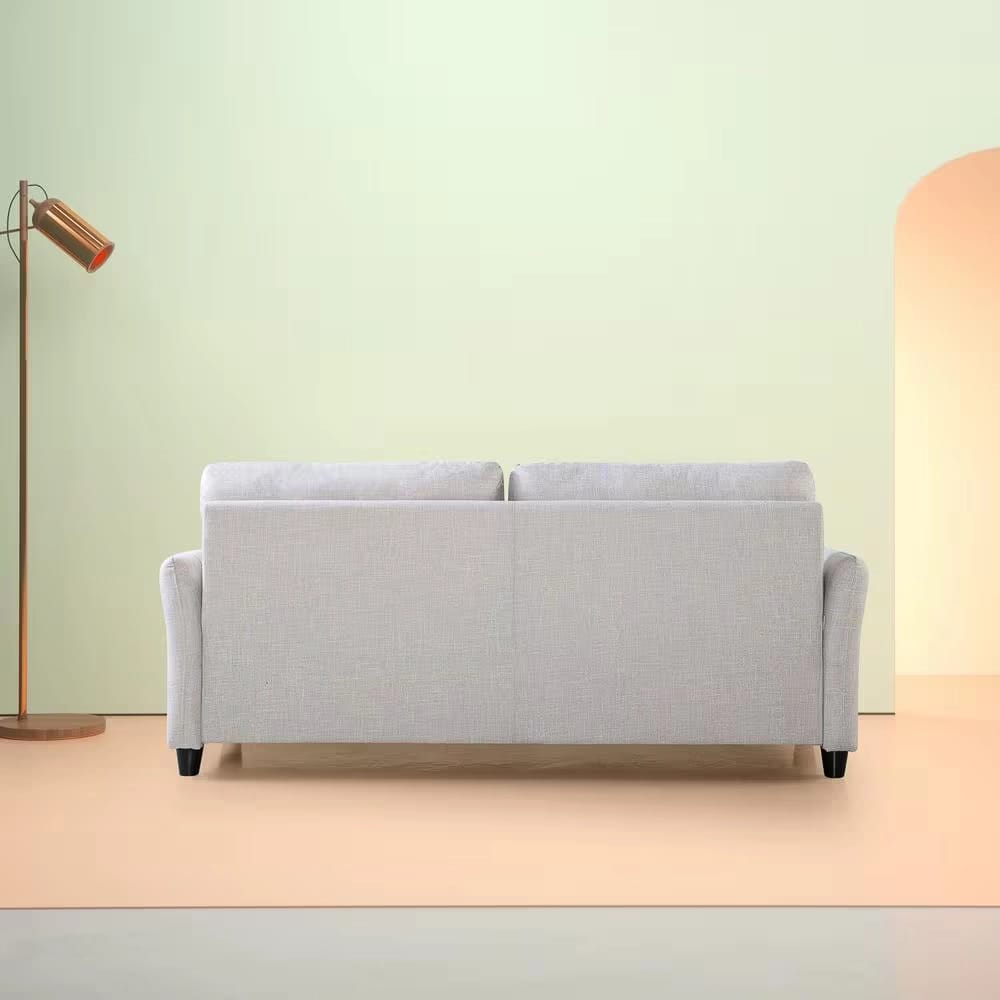 Zinus Round Arm 3-Seater Sofa, Beige