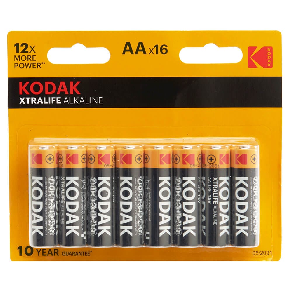 Kodak Xtralife 12x Alkaline AA Batteries, 16 Count