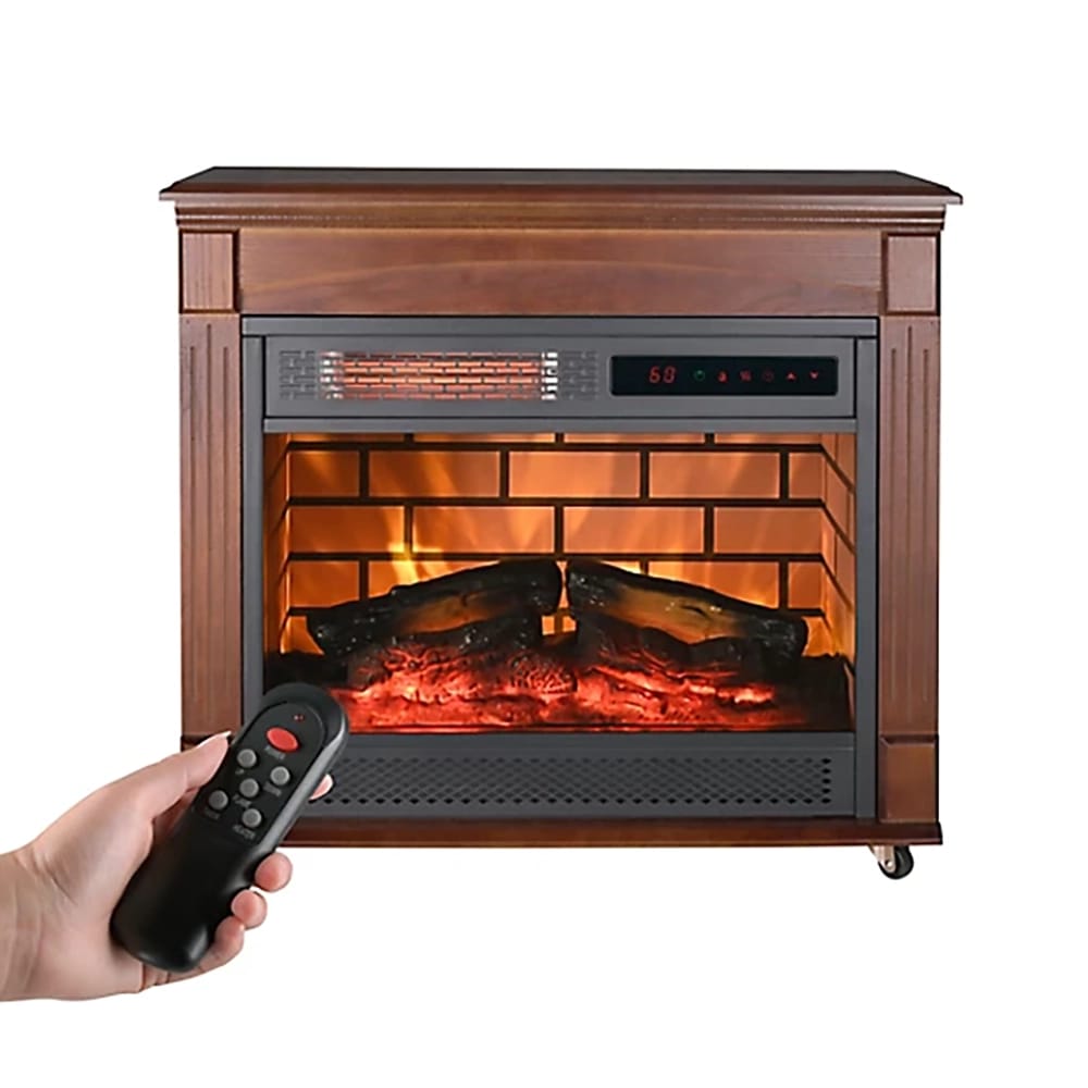 Red Stone Infrared Rolling Mantel Fireplace
