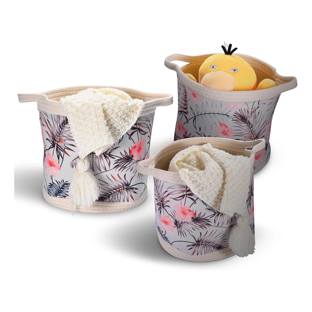 Hallops Patterned Woven Rope Baskets, 3 Pack