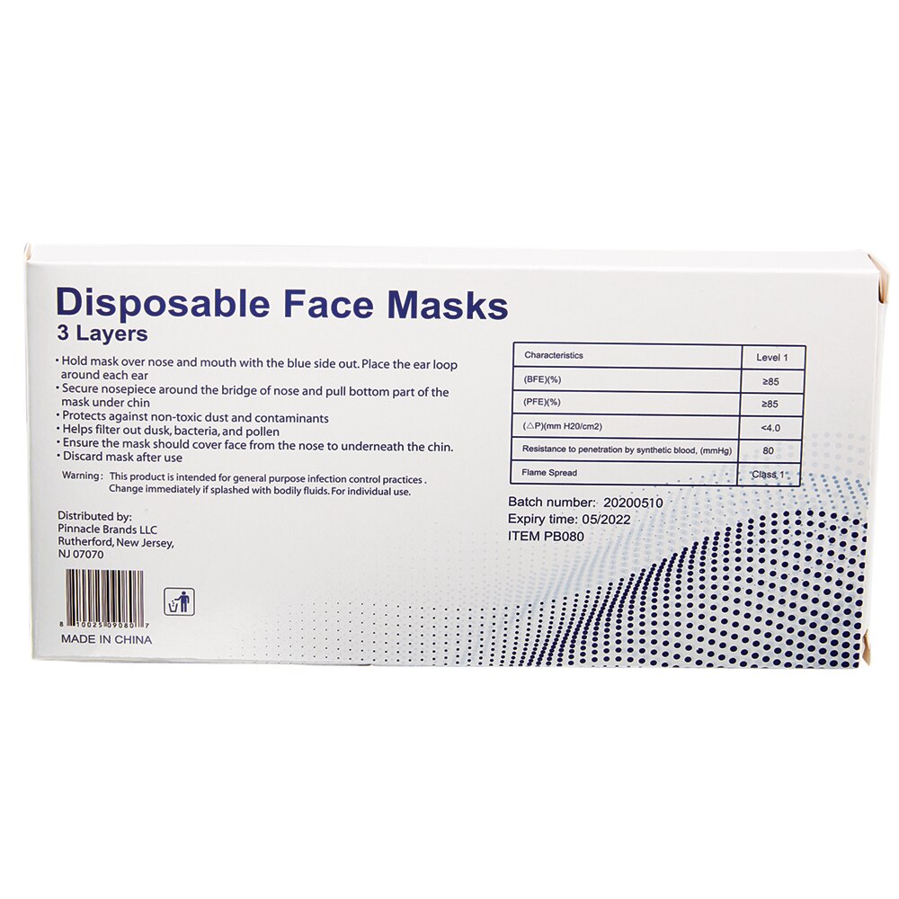 150 Masques Jetables Bleus 3-ply - Avec élastiques, Vendeur USA, Neufs