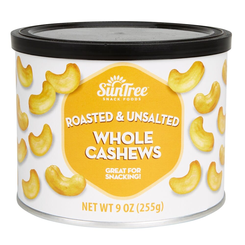 Suntree Roasted & Unsalted Whole Cashews, 9 oz