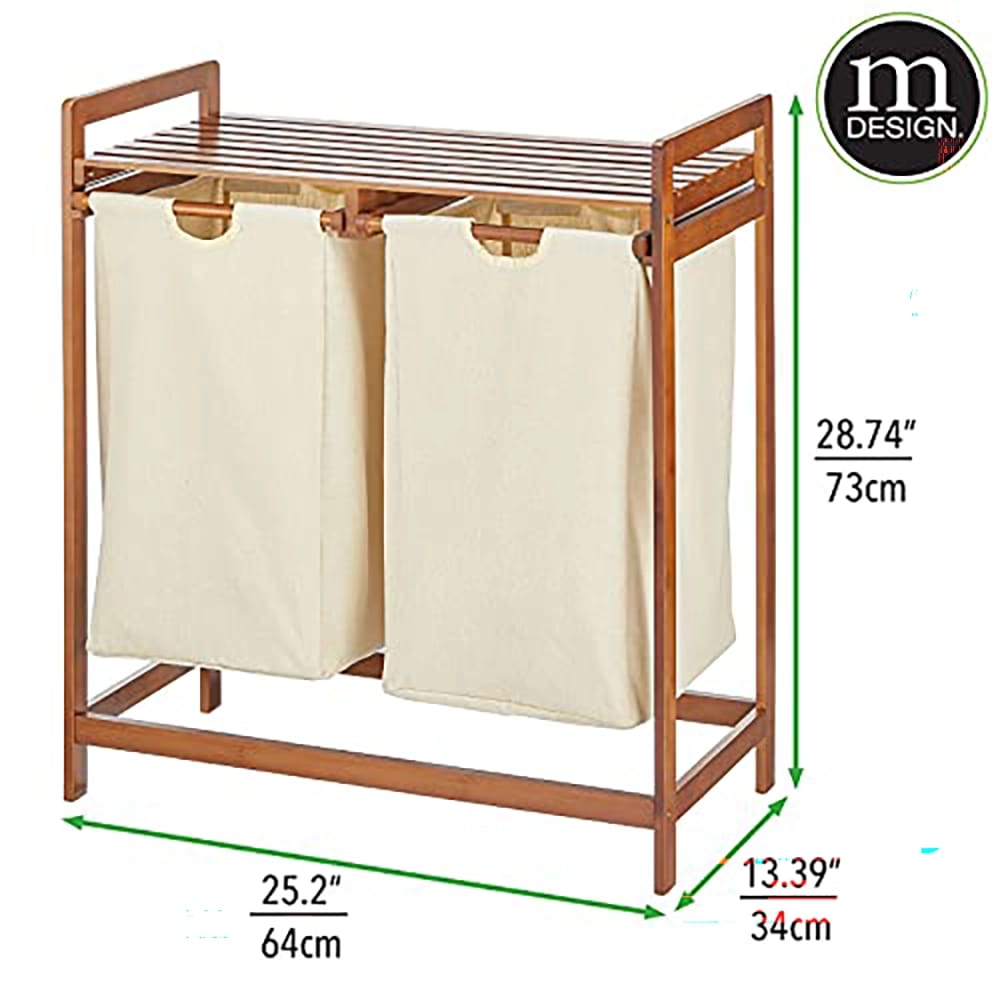 mDesign Freestanding Double Laundry Hamper