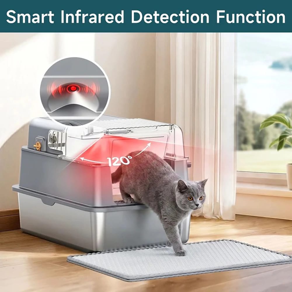 PalNests XXL Stainless Steel Cat Litter Box, Gray