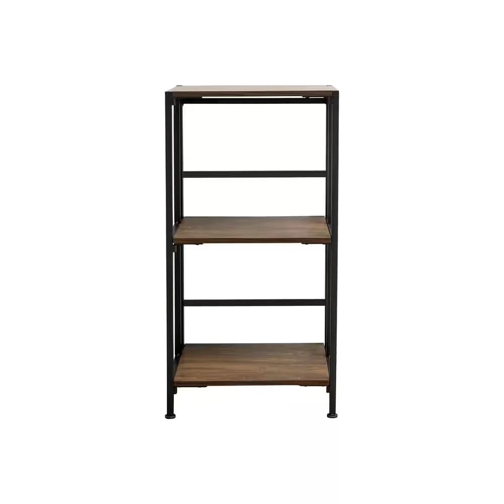 FlipShelf 3-Shelf Narrow Bookcase, Black/Brown