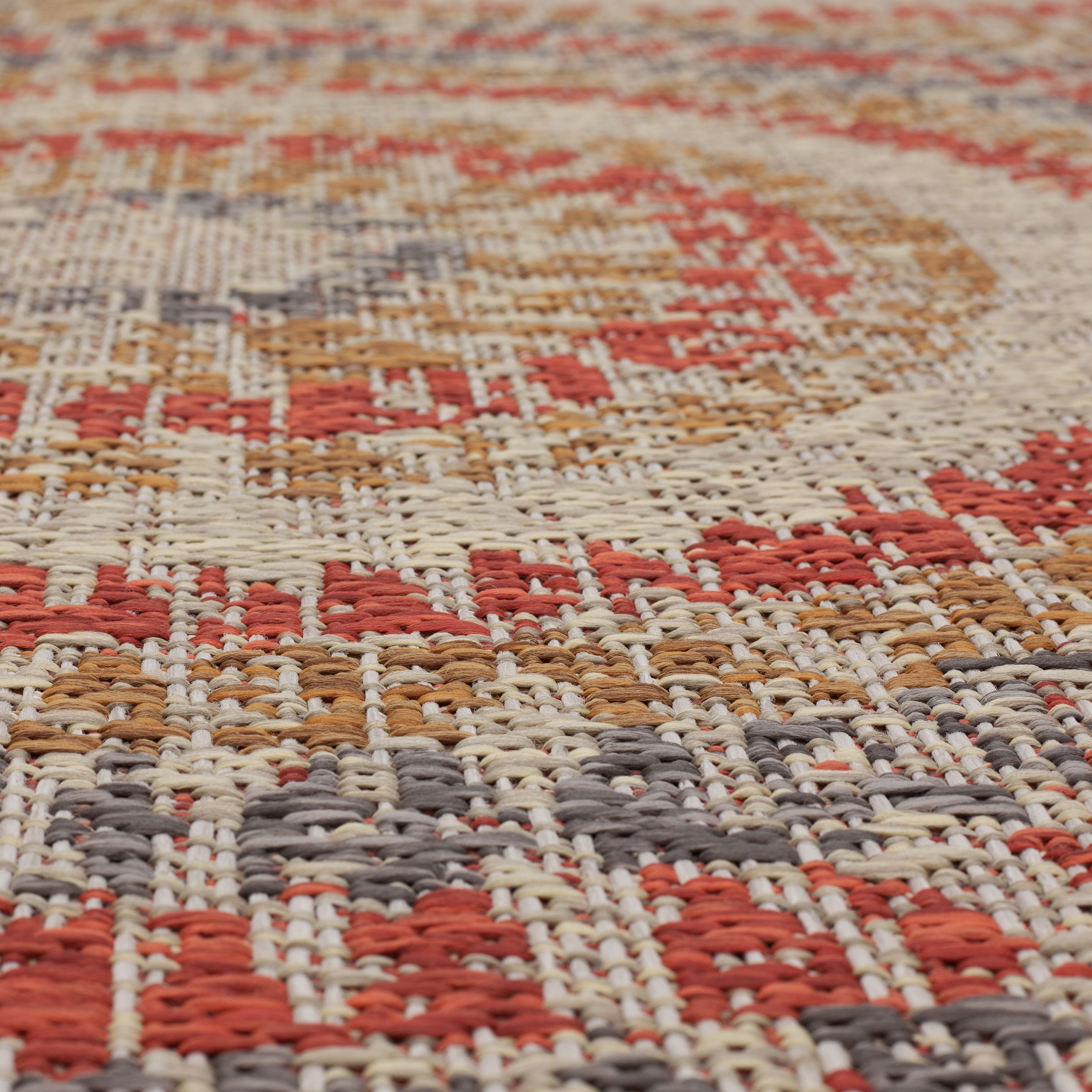 Mohawk Indoor/Outdoor Rug, Red Burst, 5' 3" x 7' 3"