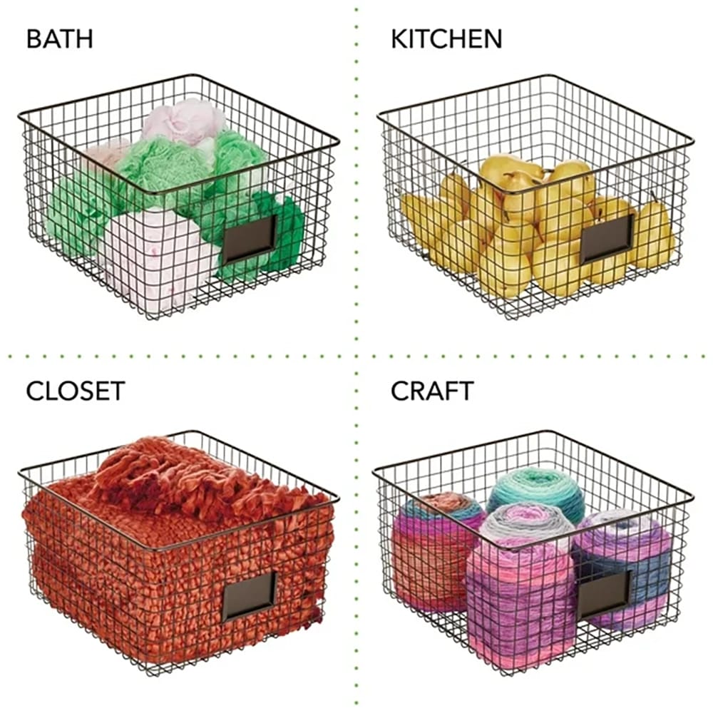 mDesign Closet Storage Wire Basket, Bronze, 4 Pack