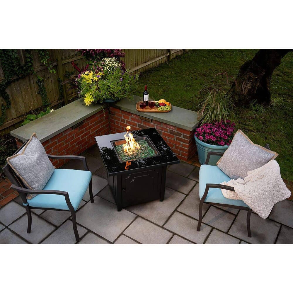 Endless Summer 30" Outdoor Propane Gas Fire Pit, 30,000 BTU, Green Fireglass