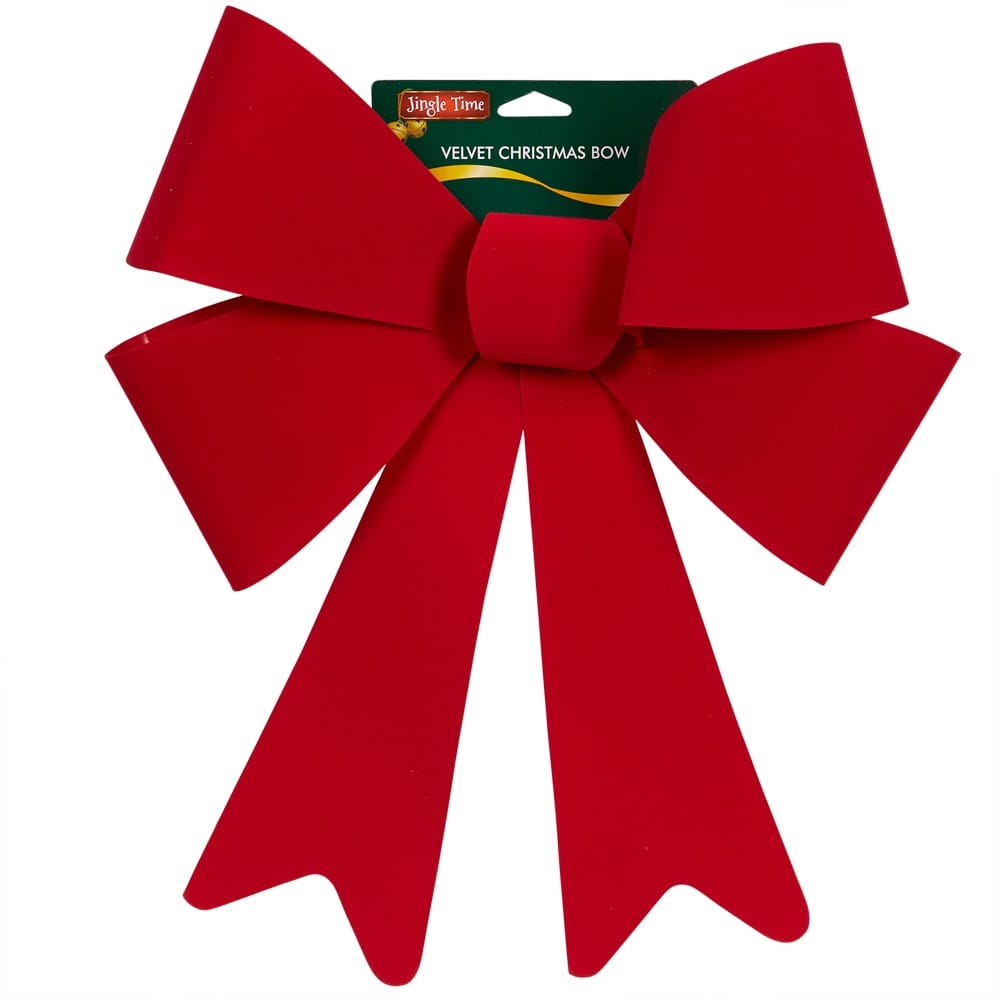 Jingle Time Red Velvet Christmas Bow, 20"