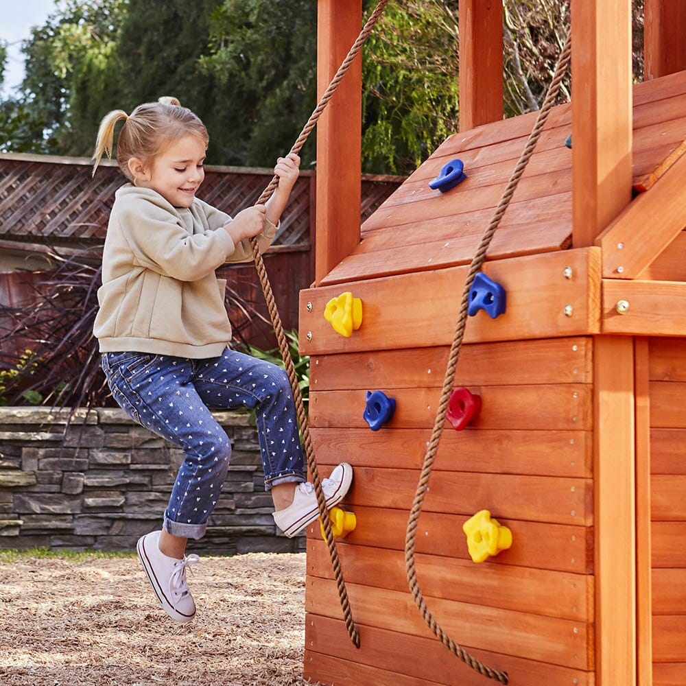 Little Tikes Real Wood Adventures Playhouse with Climbing Wall & Upper Deck