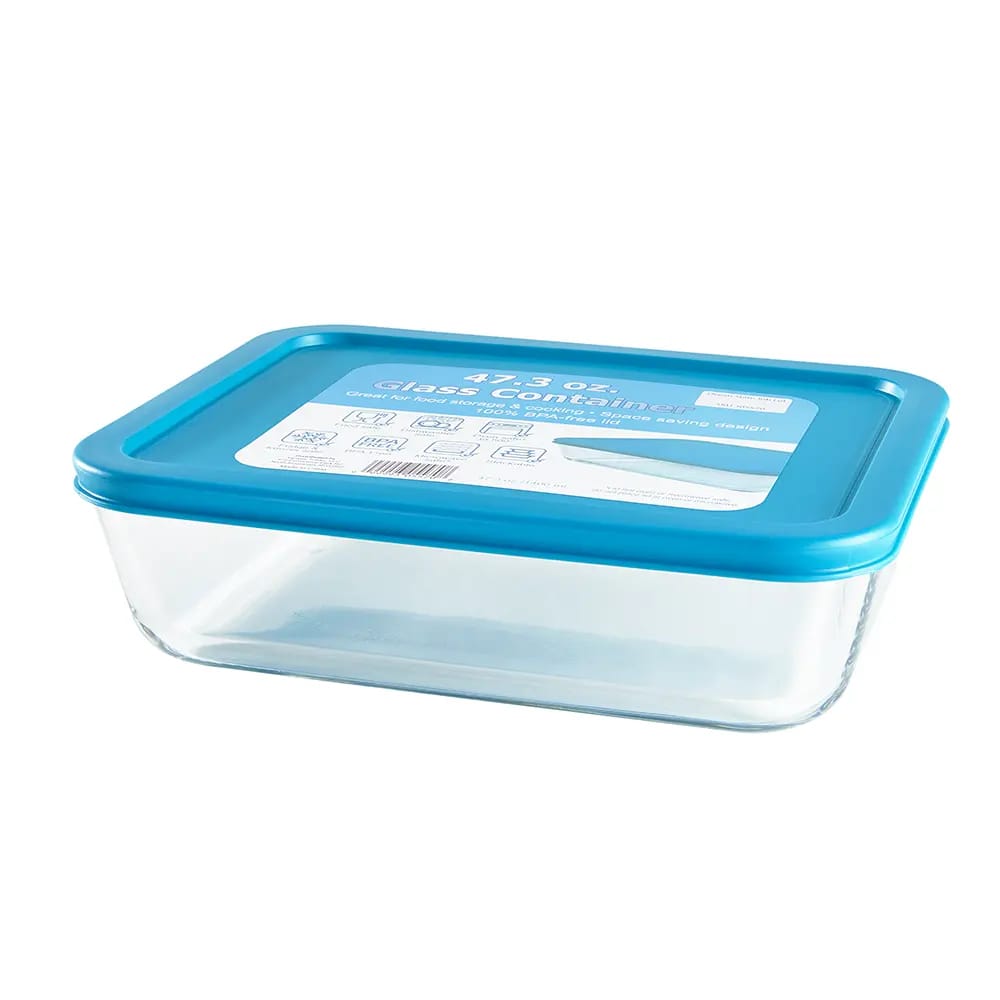 Rectangle Glass Food Storage Container, 47.3 oz