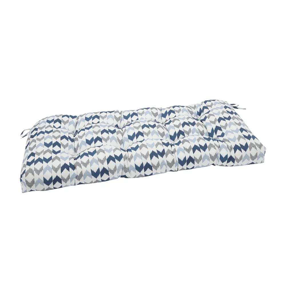 Settee Cushion, Blue & White Geometric