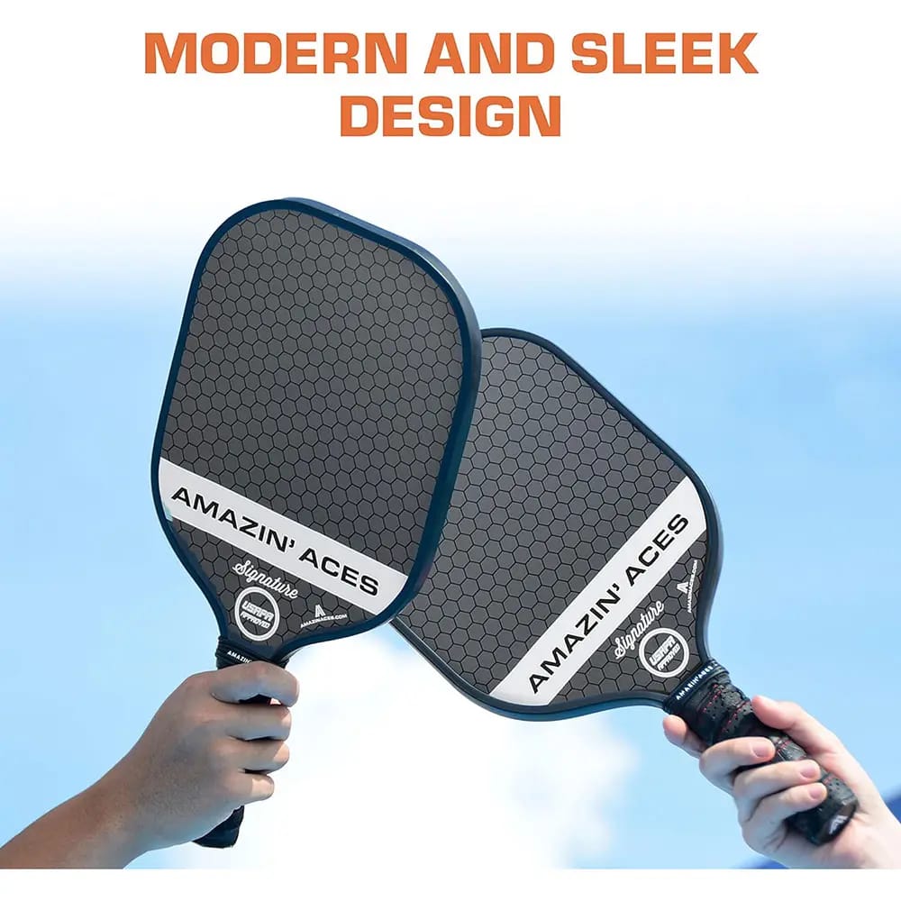 Amazin' Aces Signature Graphite Pickleball Paddle Set, Set of 2, Slate Gray