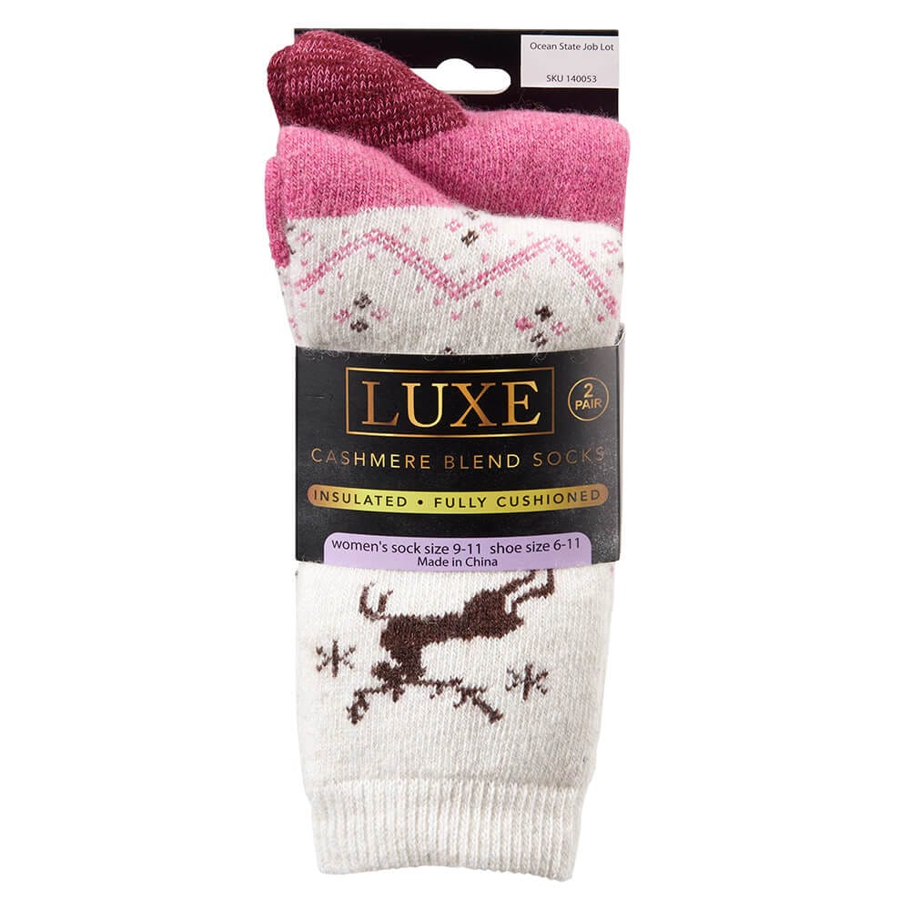 Luxe Women's Cashmere Blend Insulated Socks, 2 Pack