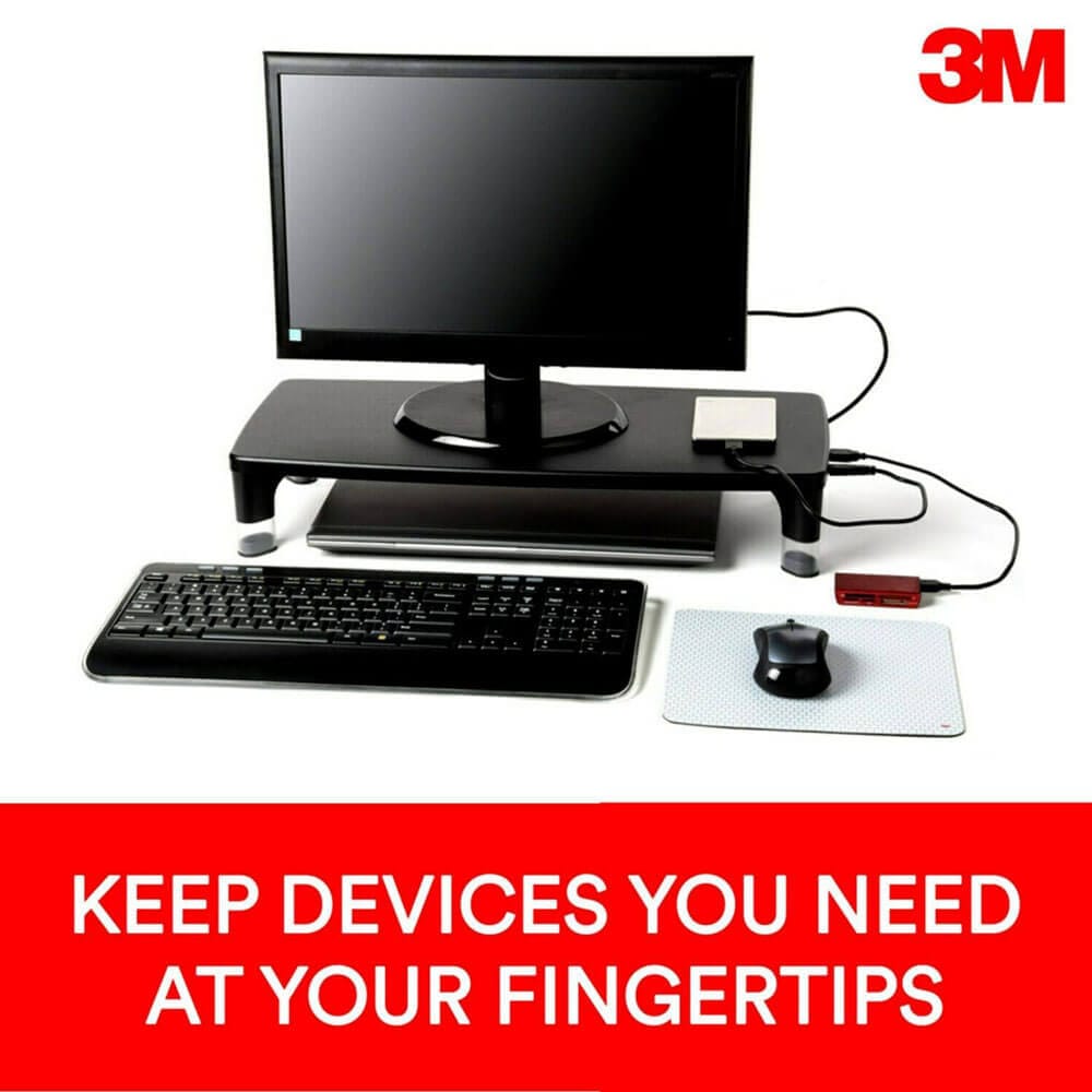 3M Adjustable Monitor Stand with 4-Port USB Hub