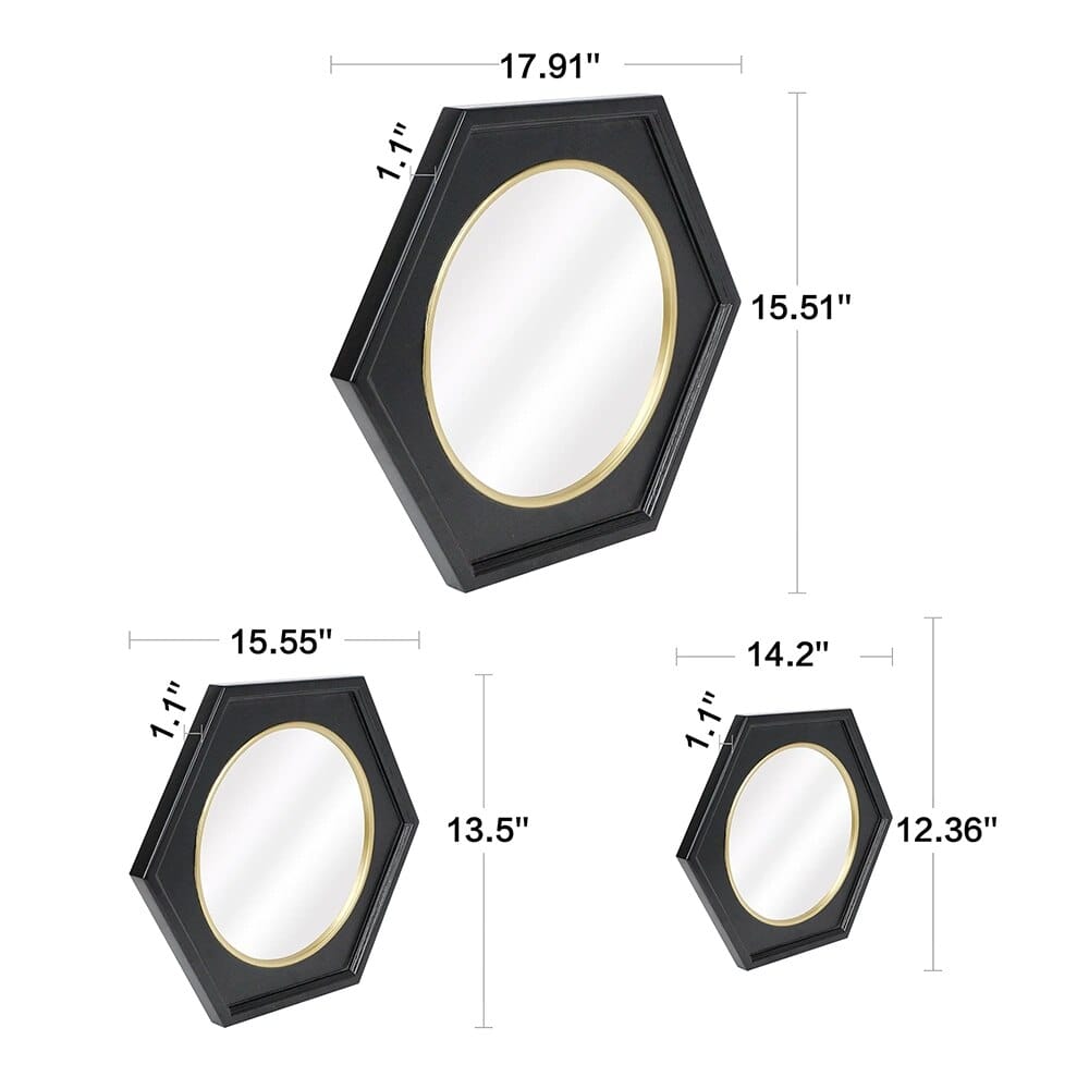 One Kings Lane Open House Calais Wall Mirrors, Set of 3, Black